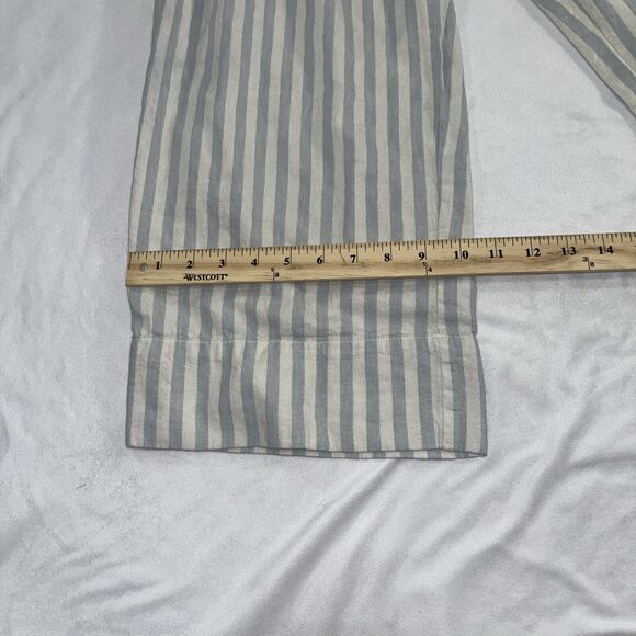 Madewell Huston Crop Pants Blue White Stripe Linen Blend Wide Leg Tie Waist Sz M - Picture 4 of 10